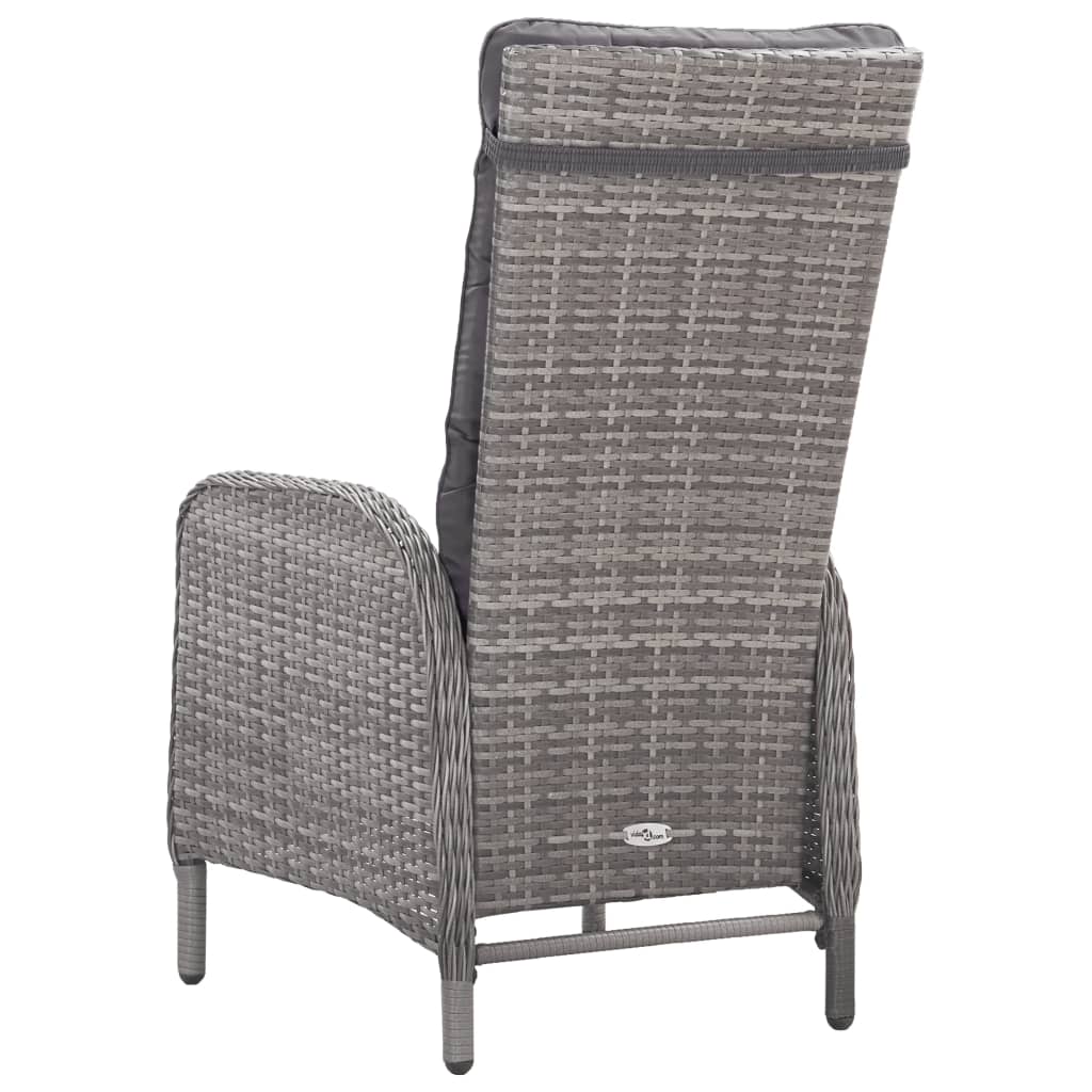 spisebordssæt til haven 3 dele polyrattan og glas grå