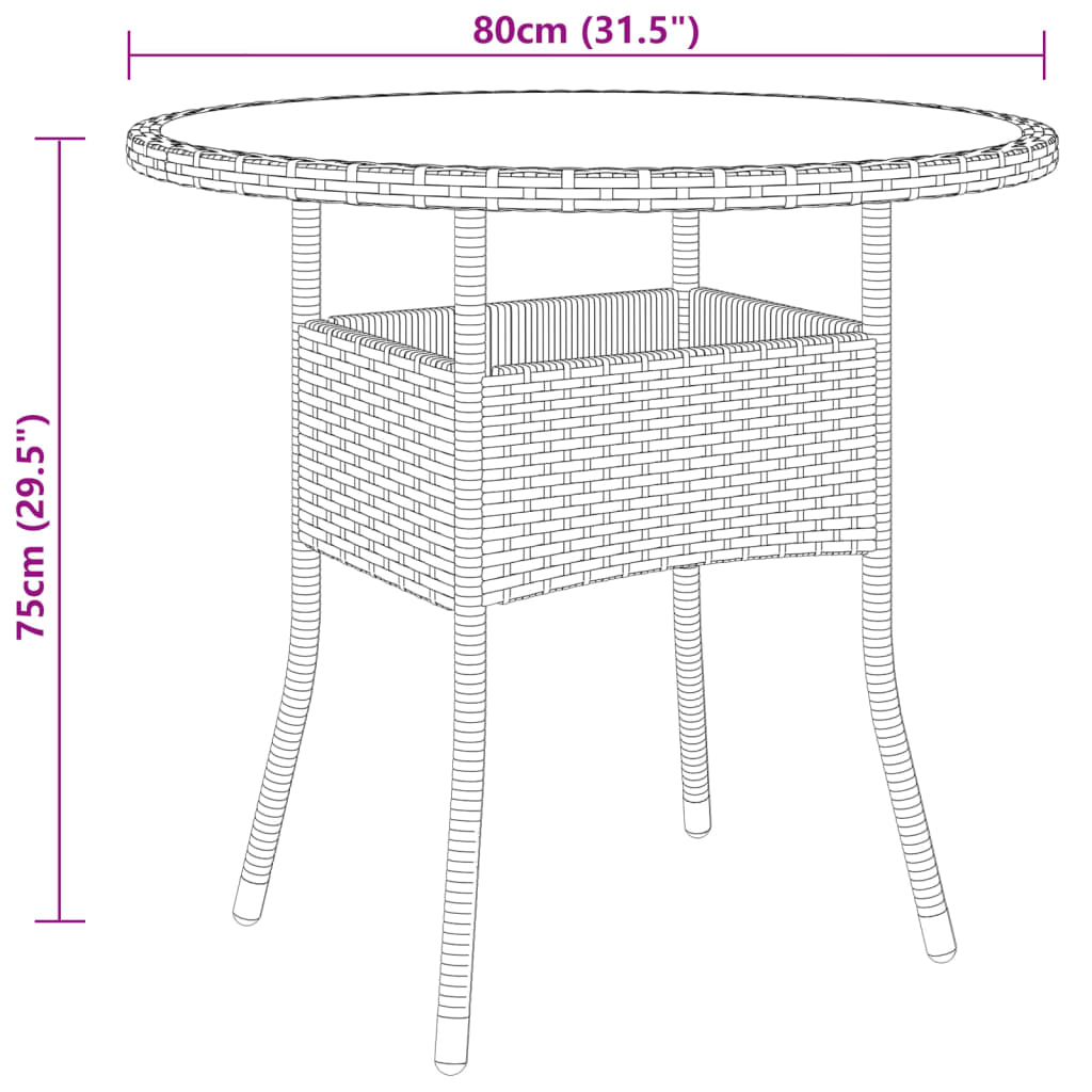 bistrosæt til haven 3 dele polyrattan sort