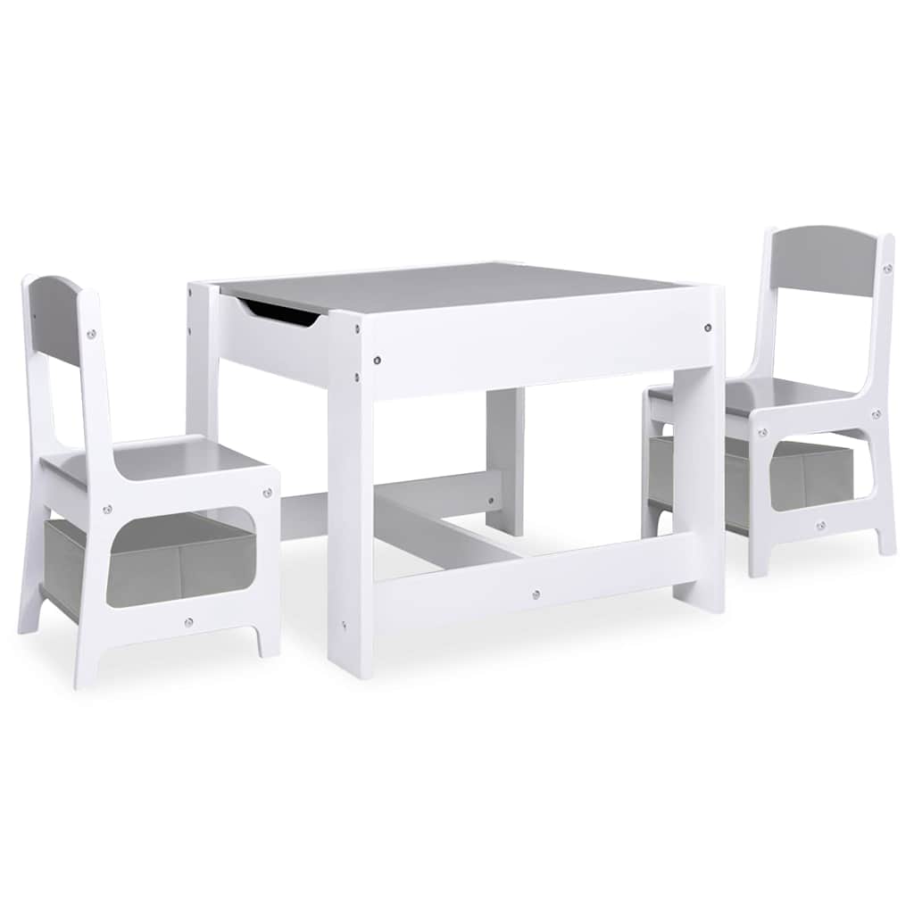 børnebord med 2 stole MDF hvid