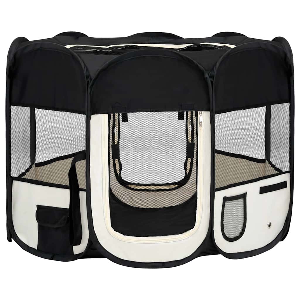 foldbar hundegård med bæretaske 90x90x58 cm sort