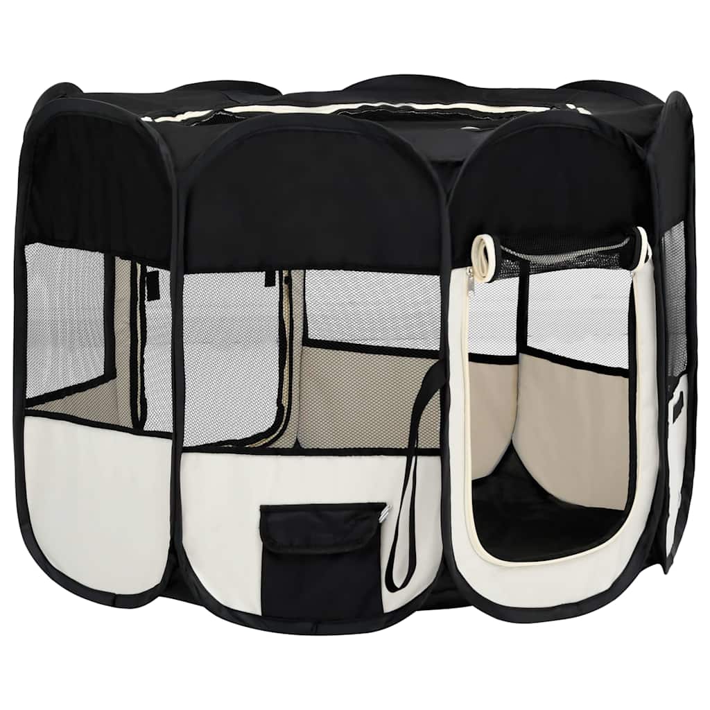 foldbar hundegård med bæretaske 90x90x58 cm sort