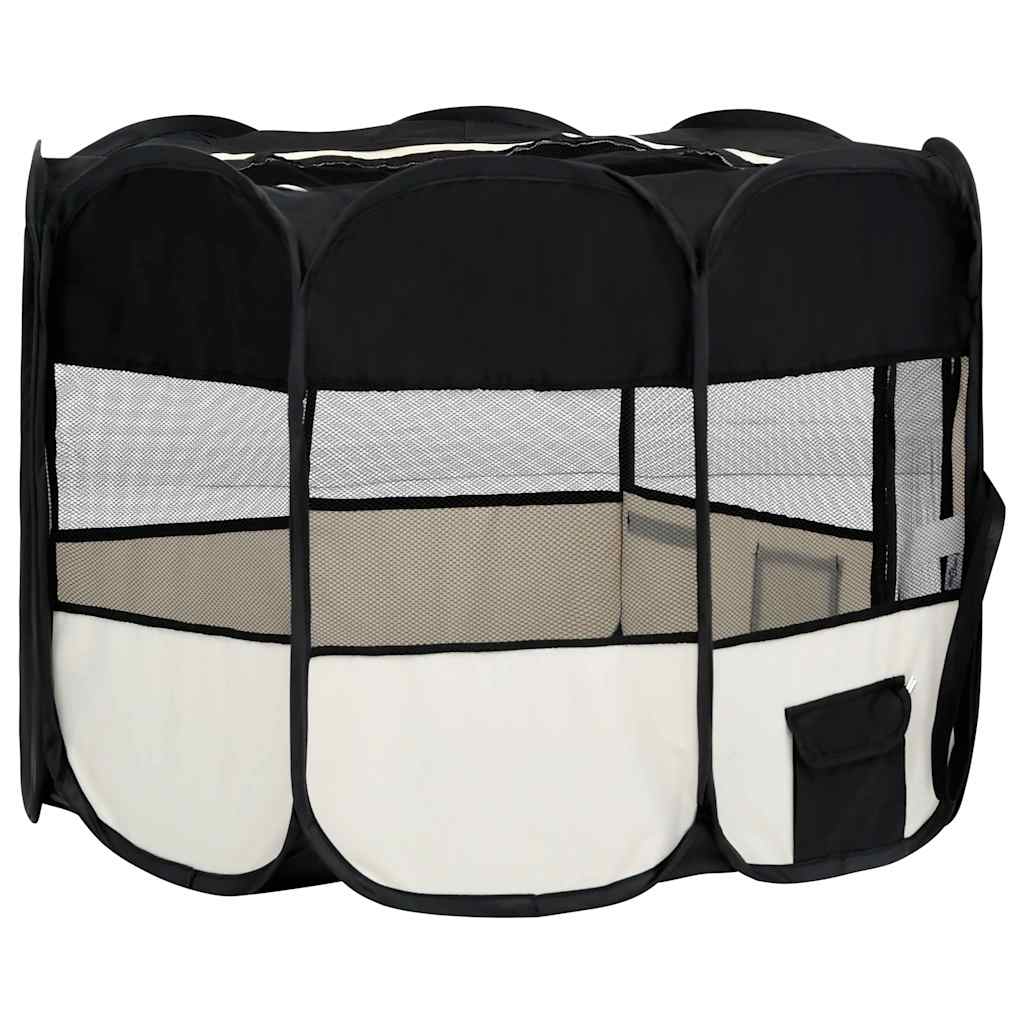 foldbar hundegård med bæretaske 90x90x58 cm sort