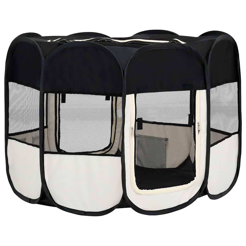 foldbar hundegård med bæretaske 90x90x58 cm sort