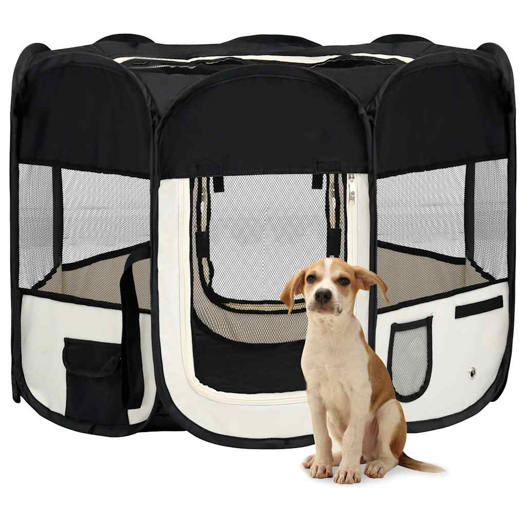 foldbar hundegård med bæretaske 90x90x58 cm sort