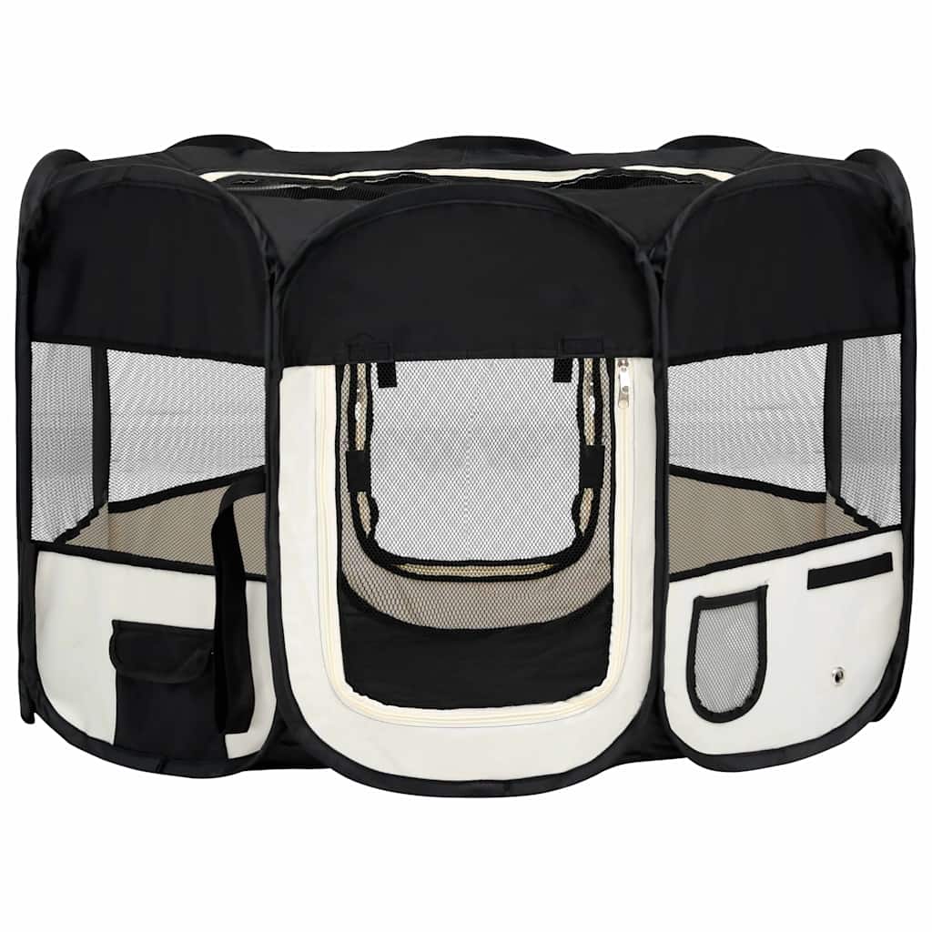 foldbar hundegård med bæretaske 110x110x58 cm sort