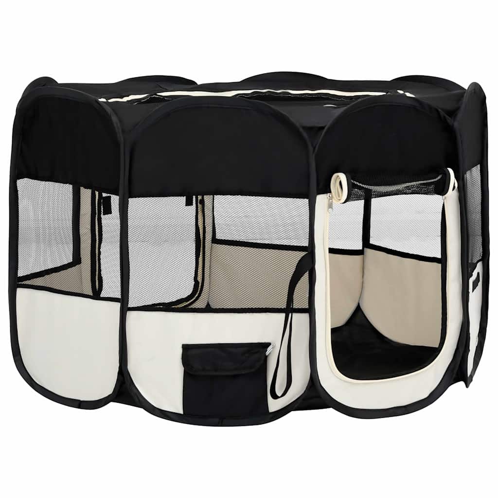foldbar hundegård med bæretaske 110x110x58 cm sort