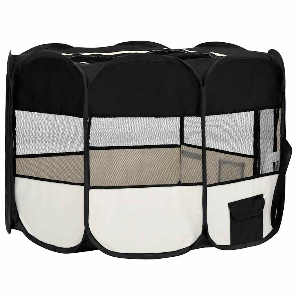 foldbar hundegård med bæretaske 110x110x58 cm sort