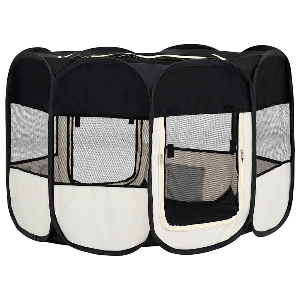 foldbar hundegård med bæretaske 110x110x58 cm sort