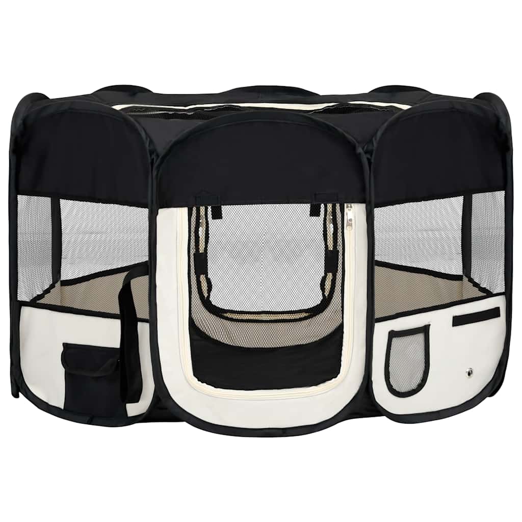 foldbar hundegård med bæretaske 125x125x61 cm sort