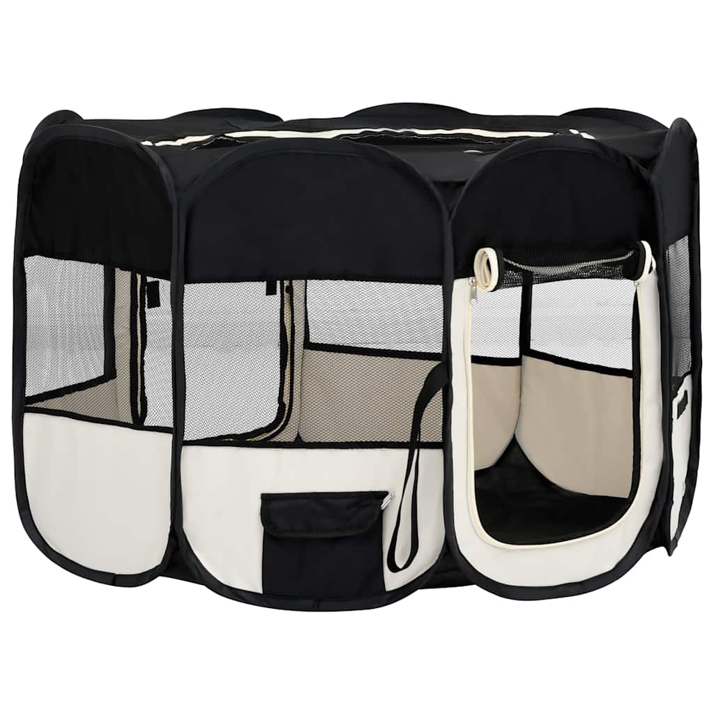foldbar hundegård med bæretaske 125x125x61 cm sort