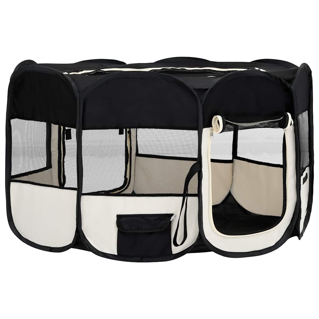 foldbar hundegård med bæretaske 145x145x61 cm sort