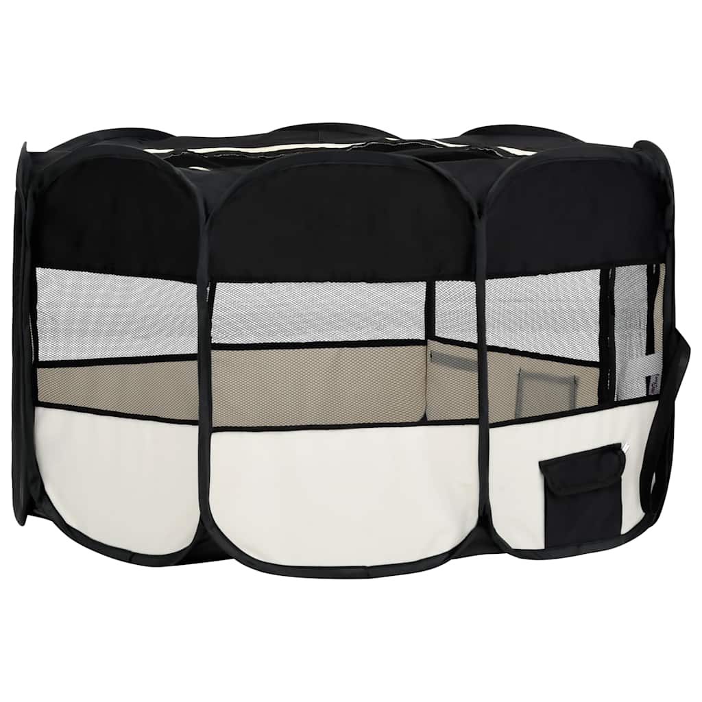 foldbar hundegård med bæretaske 145x145x61 cm sort
