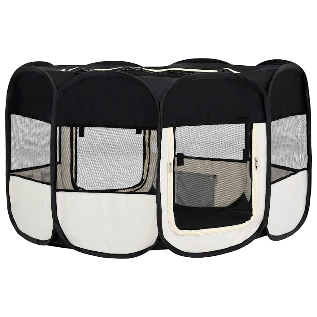 foldbar hundegård med bæretaske 145x145x61 cm sort