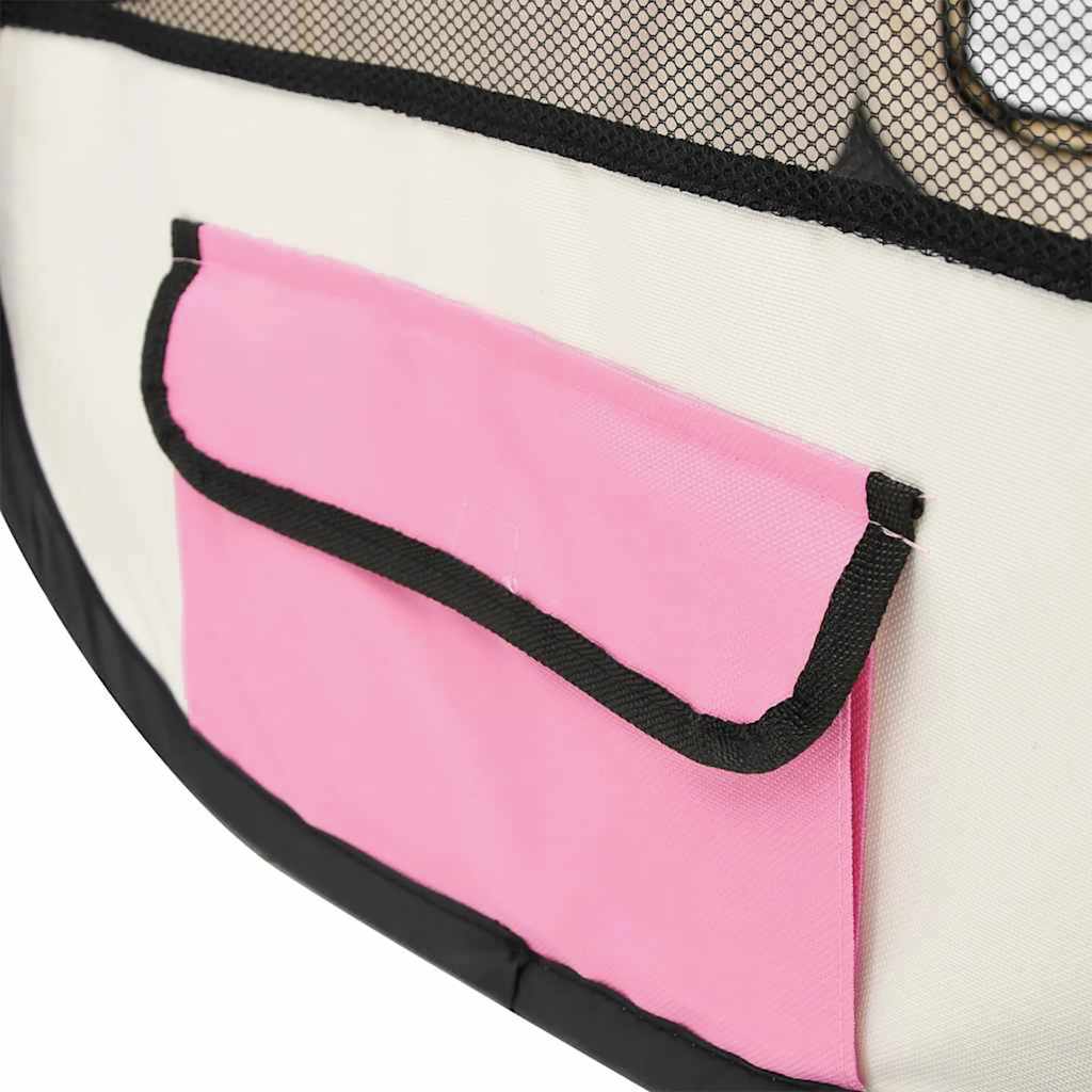 foldbar hundegård med bæretaske 90x90x58 cm pink