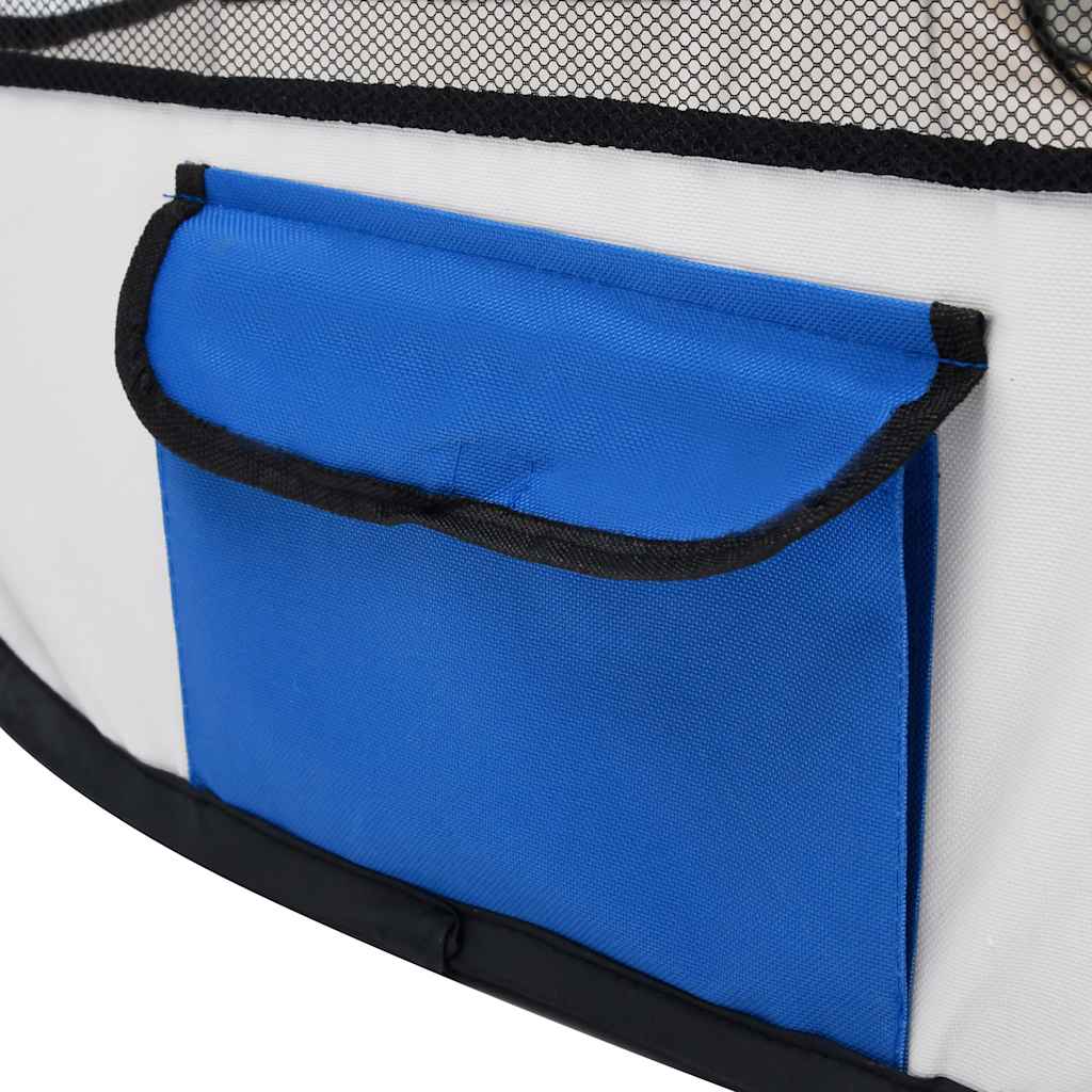foldbar hundegård med bæretaske 90x90x58 cm blå
