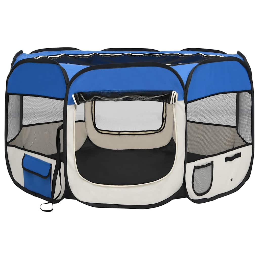 foldbar hundegård med bæretaske 110x110x58 cm blå