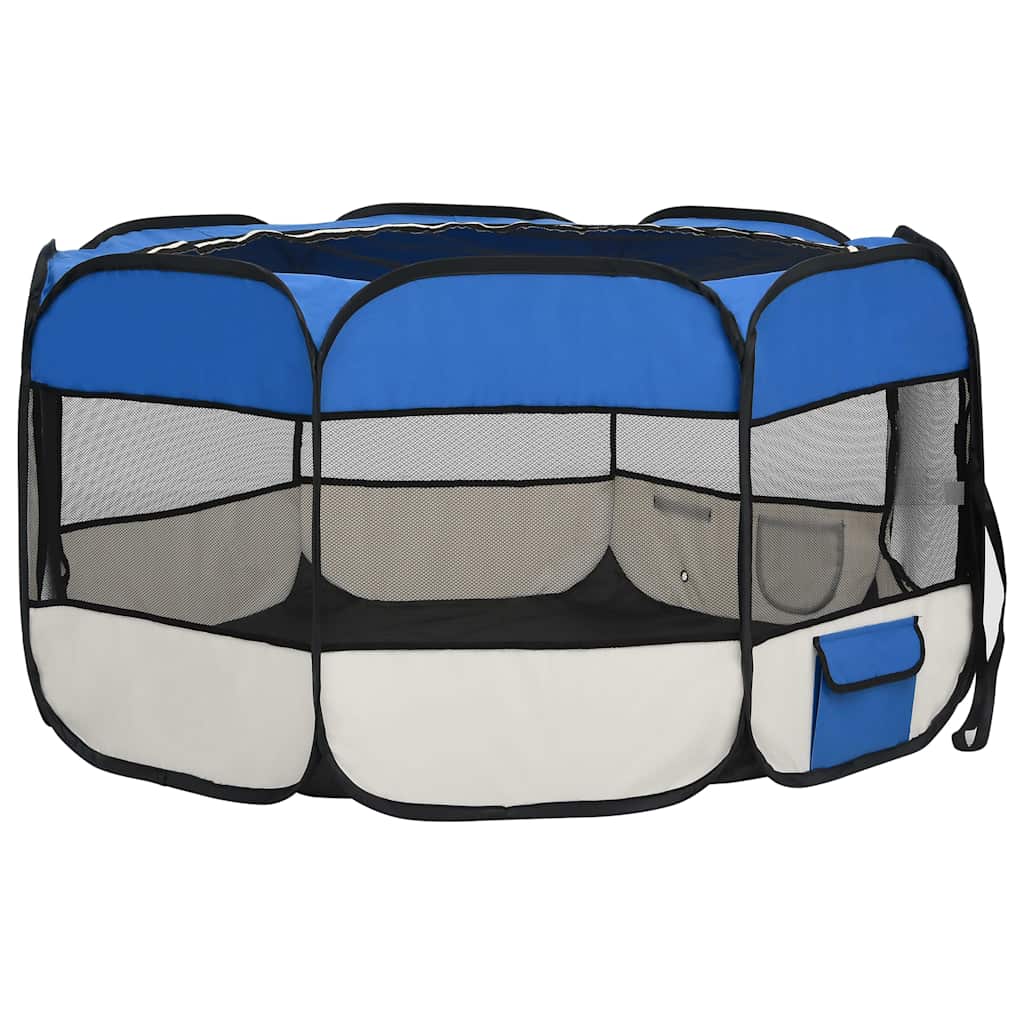 foldbar hundegård med bæretaske 125x125x61 cm blå