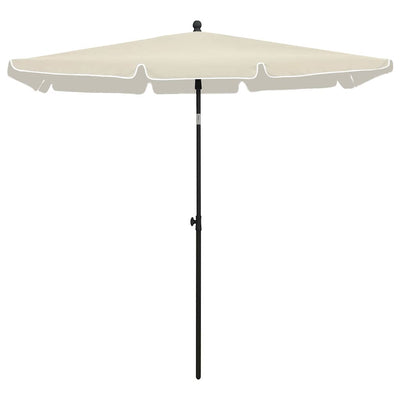 parasol med stang 210x140 cm sandfarvet