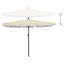 parasol med stang 210x140 cm sandfarvet