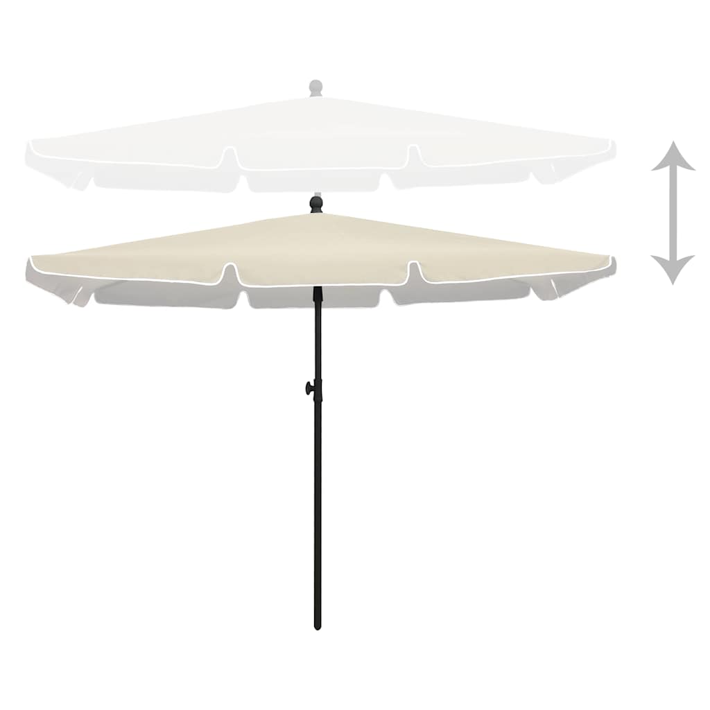 parasol med stang 210x140 cm sandfarvet