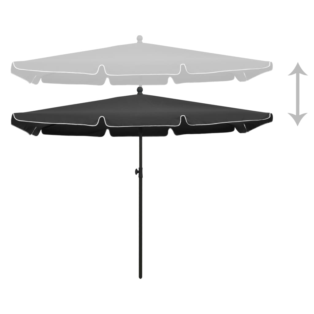parasol med stang 210x140 cm antracitgrå