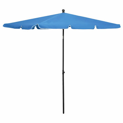 parasol med stang 210x140 cm azurblå