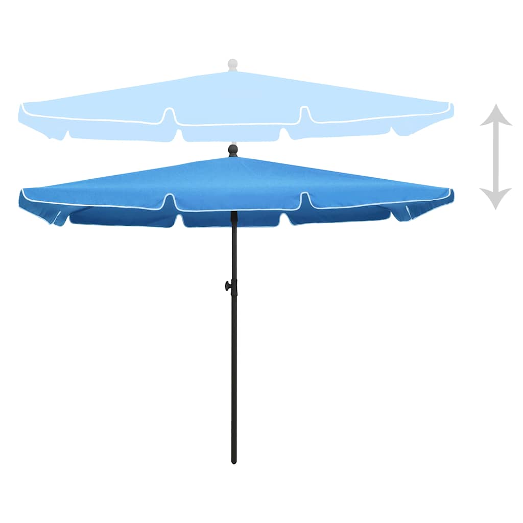 parasol med stang 210x140 cm azurblå