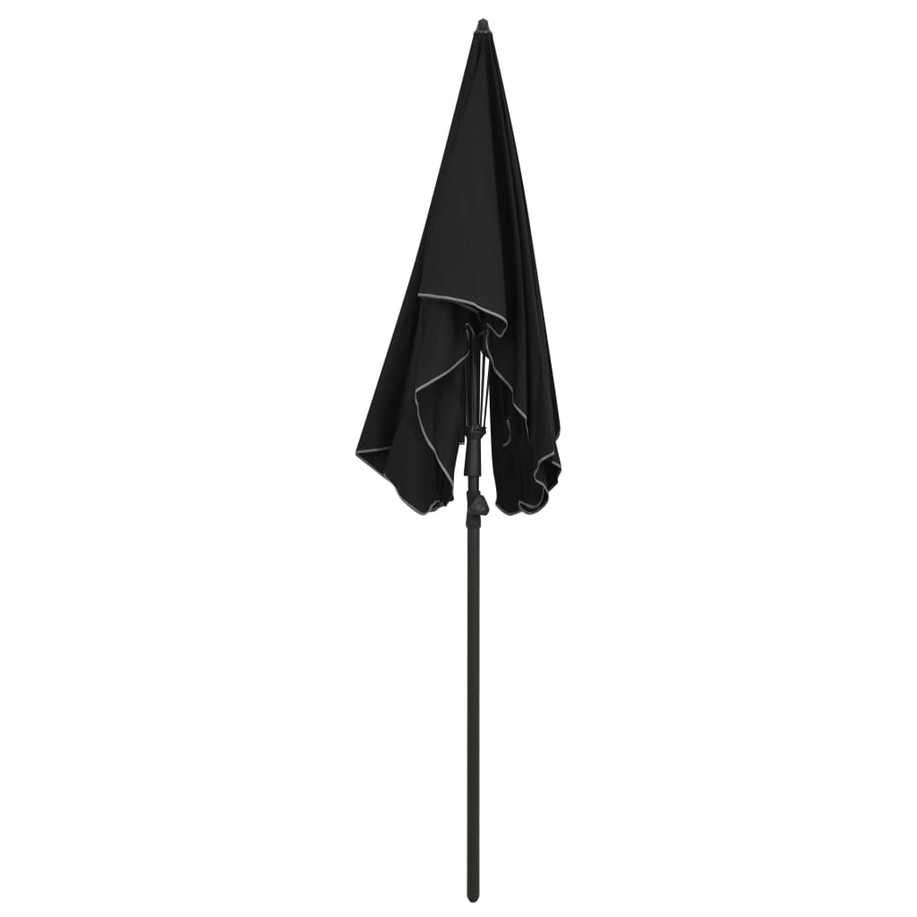 parasol med stang 200x130 cm sort