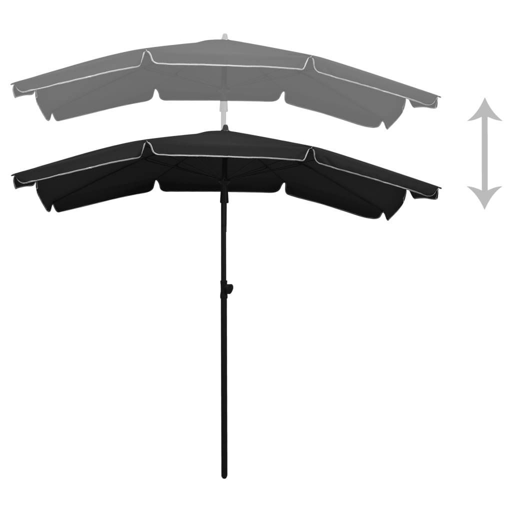 parasol med stang 200x130 cm sort