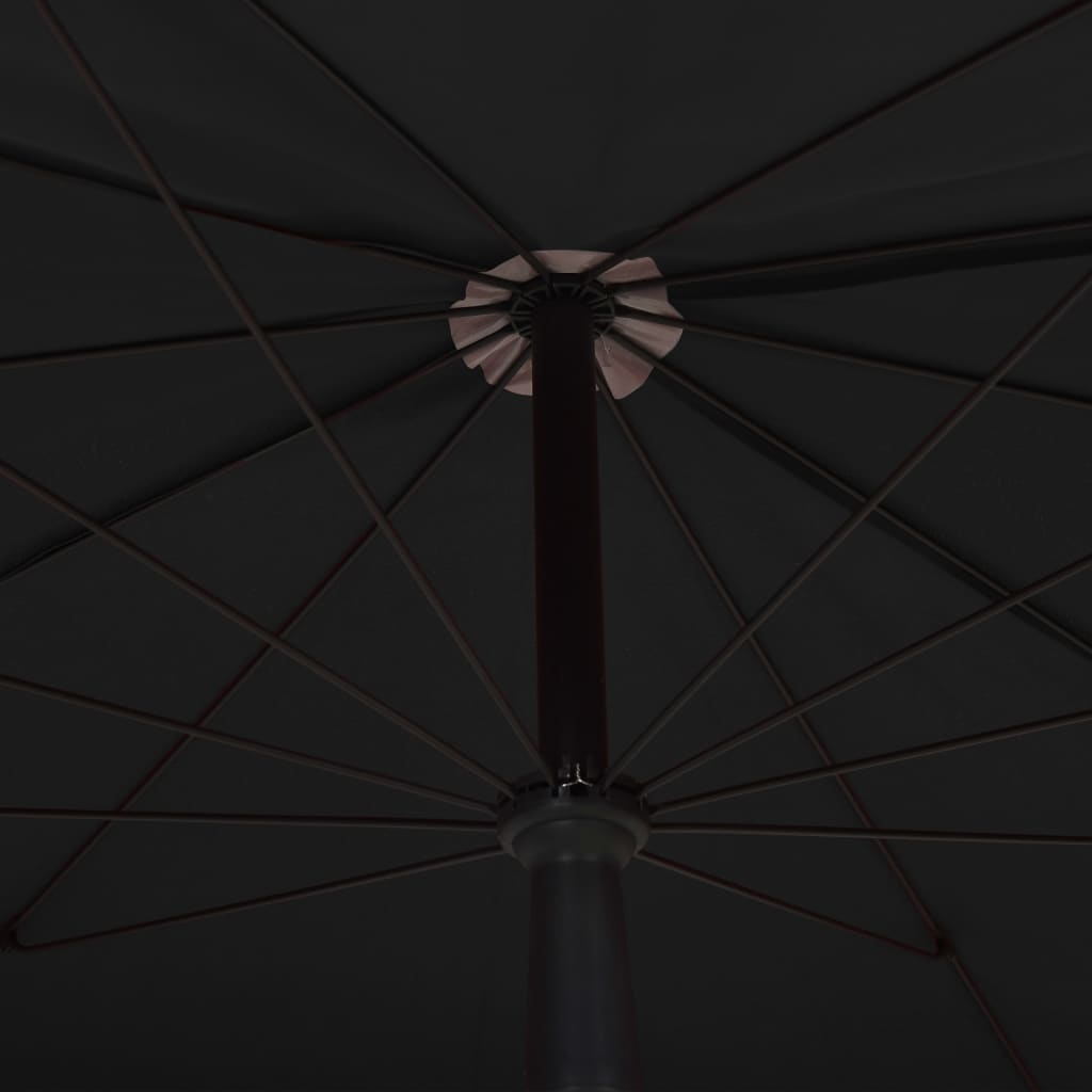 parasol med stang 200x130 cm sort