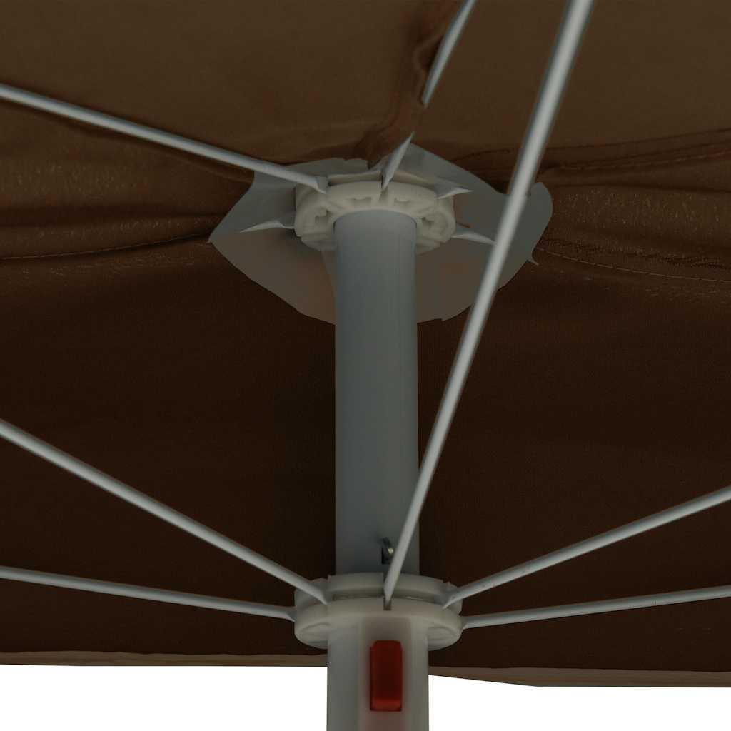 halv parasol med stang 180x90 cm gråbrun