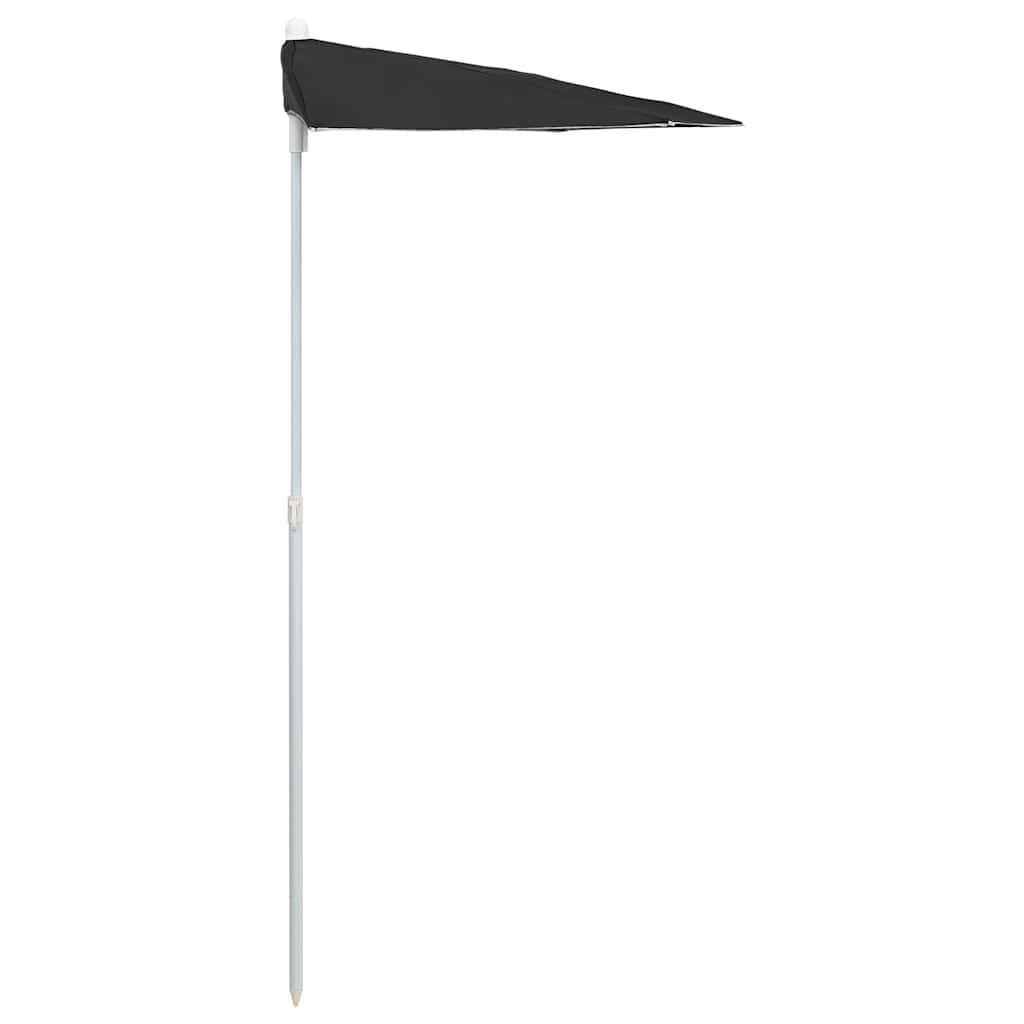 halv parasol med stang 180x90 cm sort