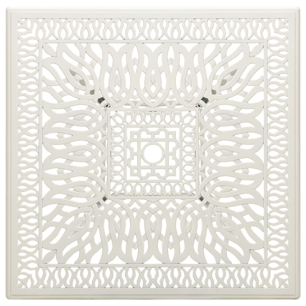 havebord 90x90x73 cm støbt aluminium hvid