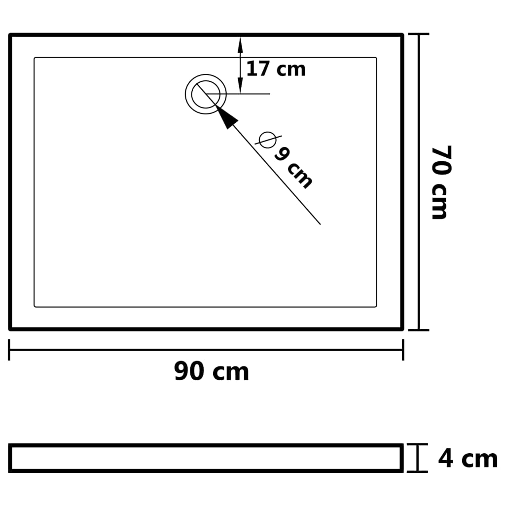 Brusebunde 90 x 70 x 4 cm ABS