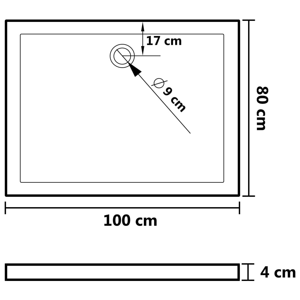 Brusebunde 80 x 100 x 4 cm ABS