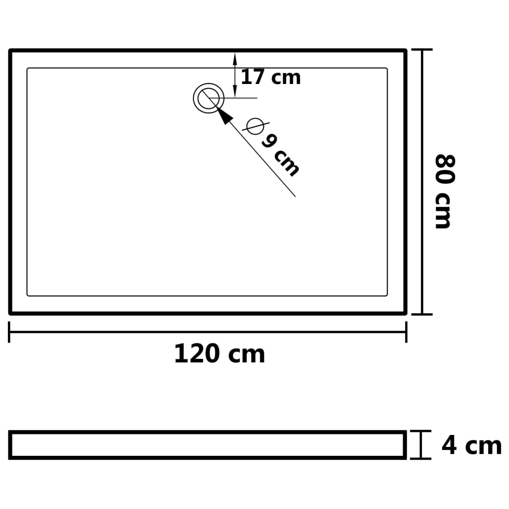 Brusebunde 80 x 120 x 4 cm ABS