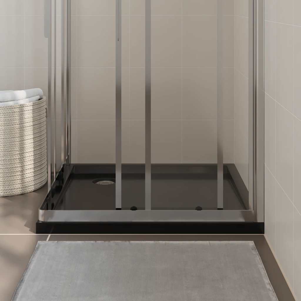 brusekar 80x80 cm ABS firkantet sort
