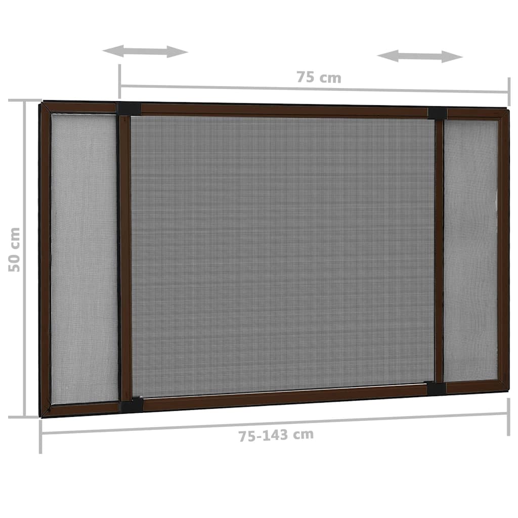 udvideligt insektnet til vinduer (75-143)x50 cm brun