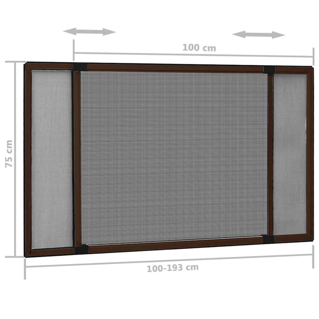 udvideligt insektnet til vinduer (100-193)x75 cm brun