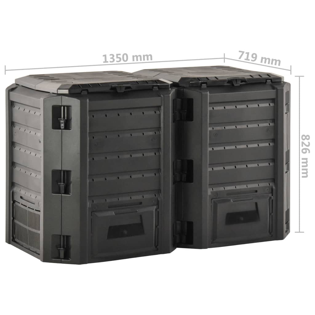 kompostbeholder 800 l sort