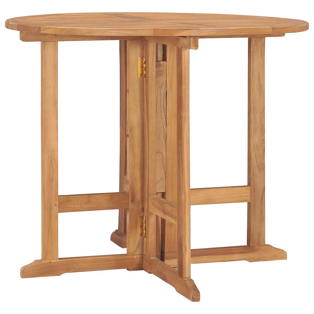 foldbart havebord Ø90x75 cm massivt teaktræ