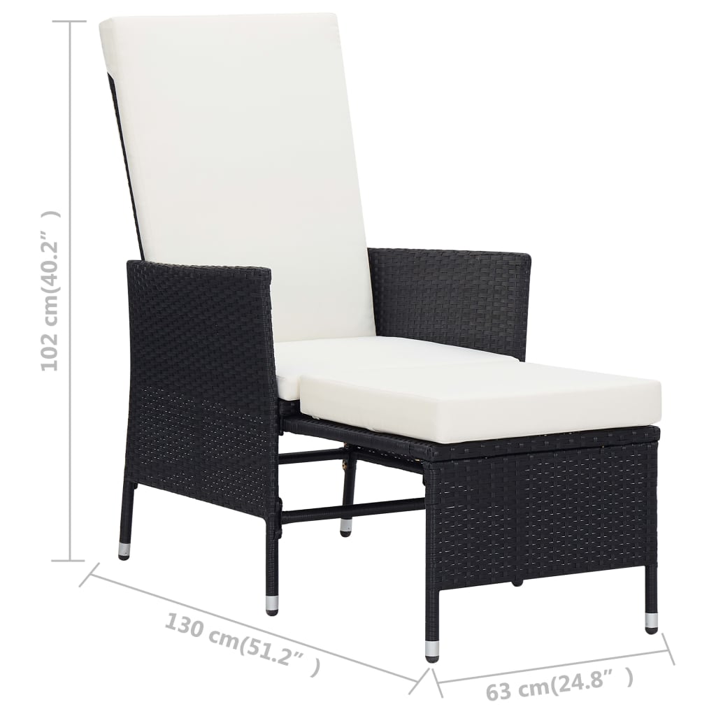loungesæt til haven 3 dele med hynder polyrattan sort