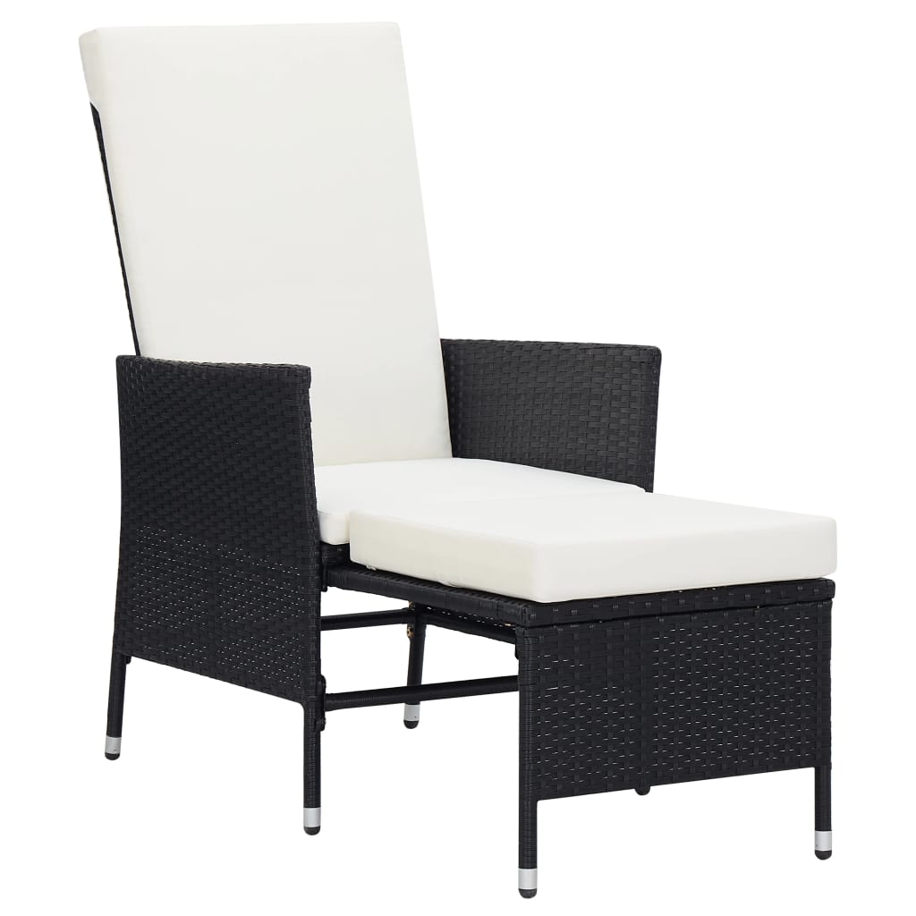 loungesæt til haven 3 dele med hynder polyrattan sort