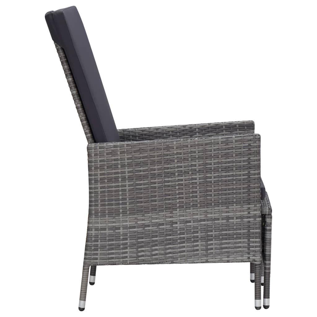 loungesæt til haven 3 dele med hynder polyrattan grå