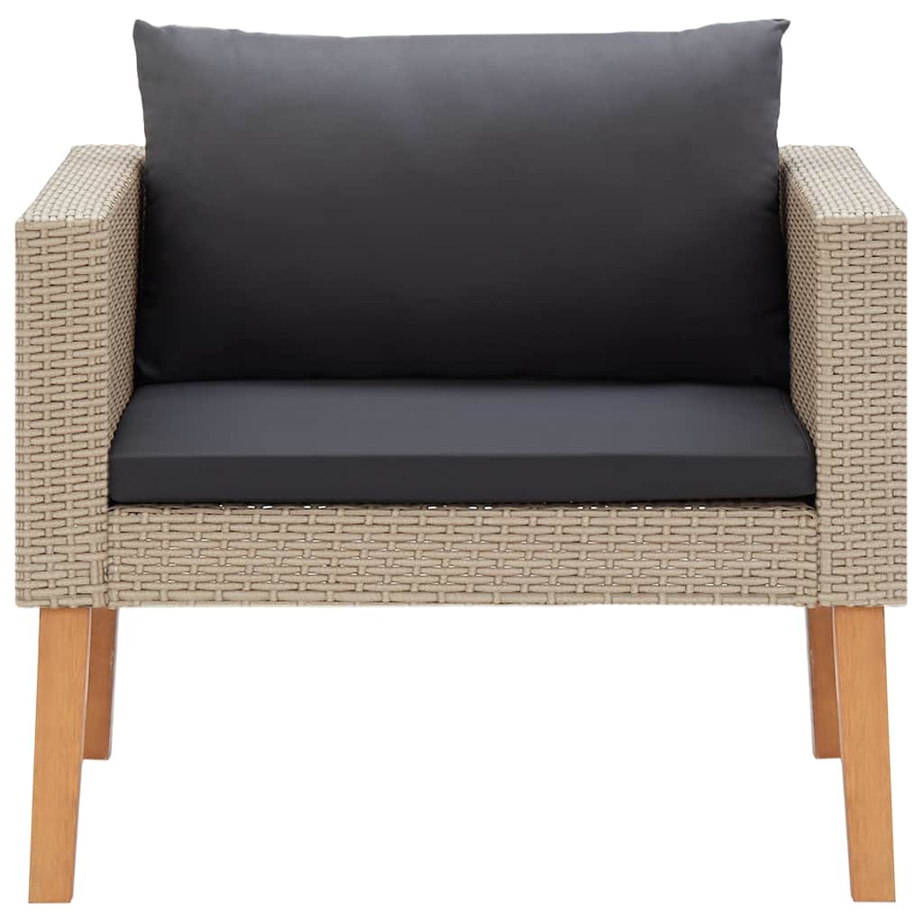 loungesæt til haven 4 dele med hynder polyrattan beige