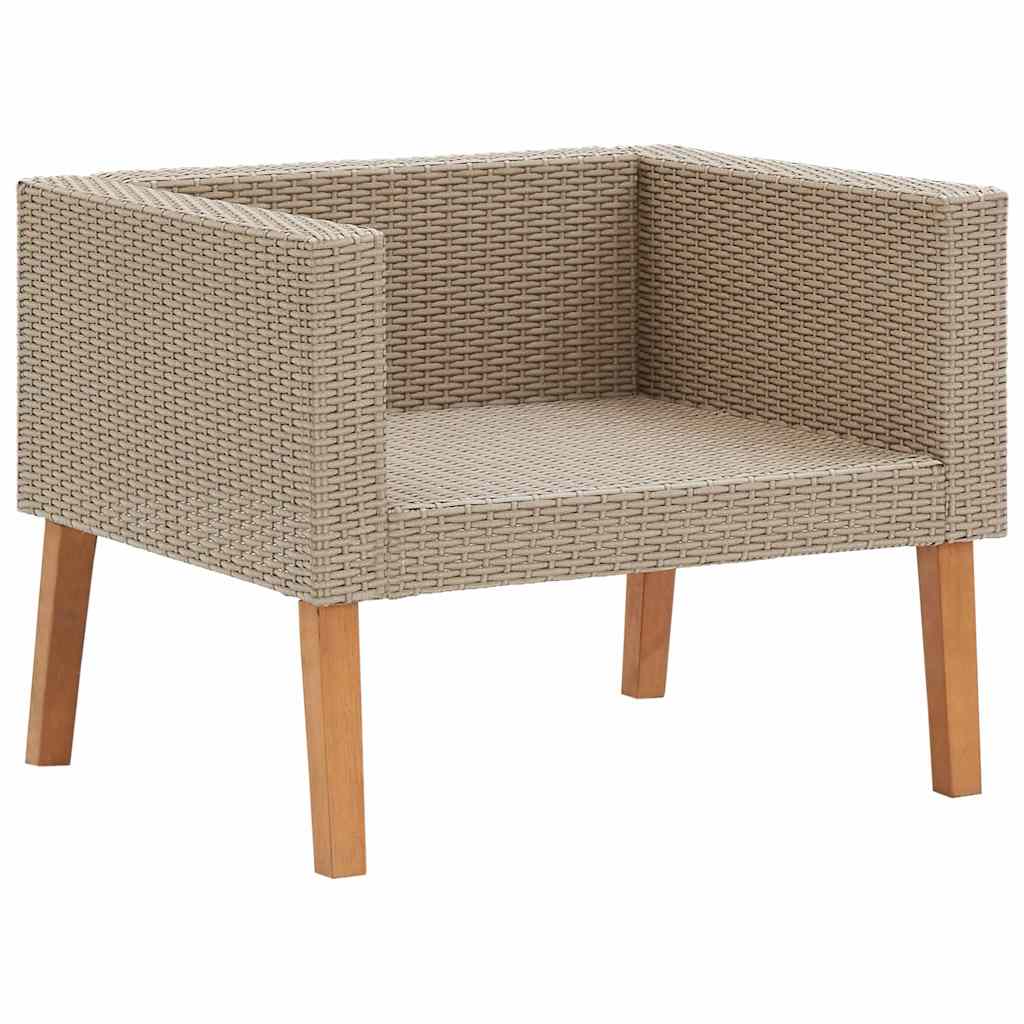 loungesæt til haven 4 dele med hynder polyrattan beige