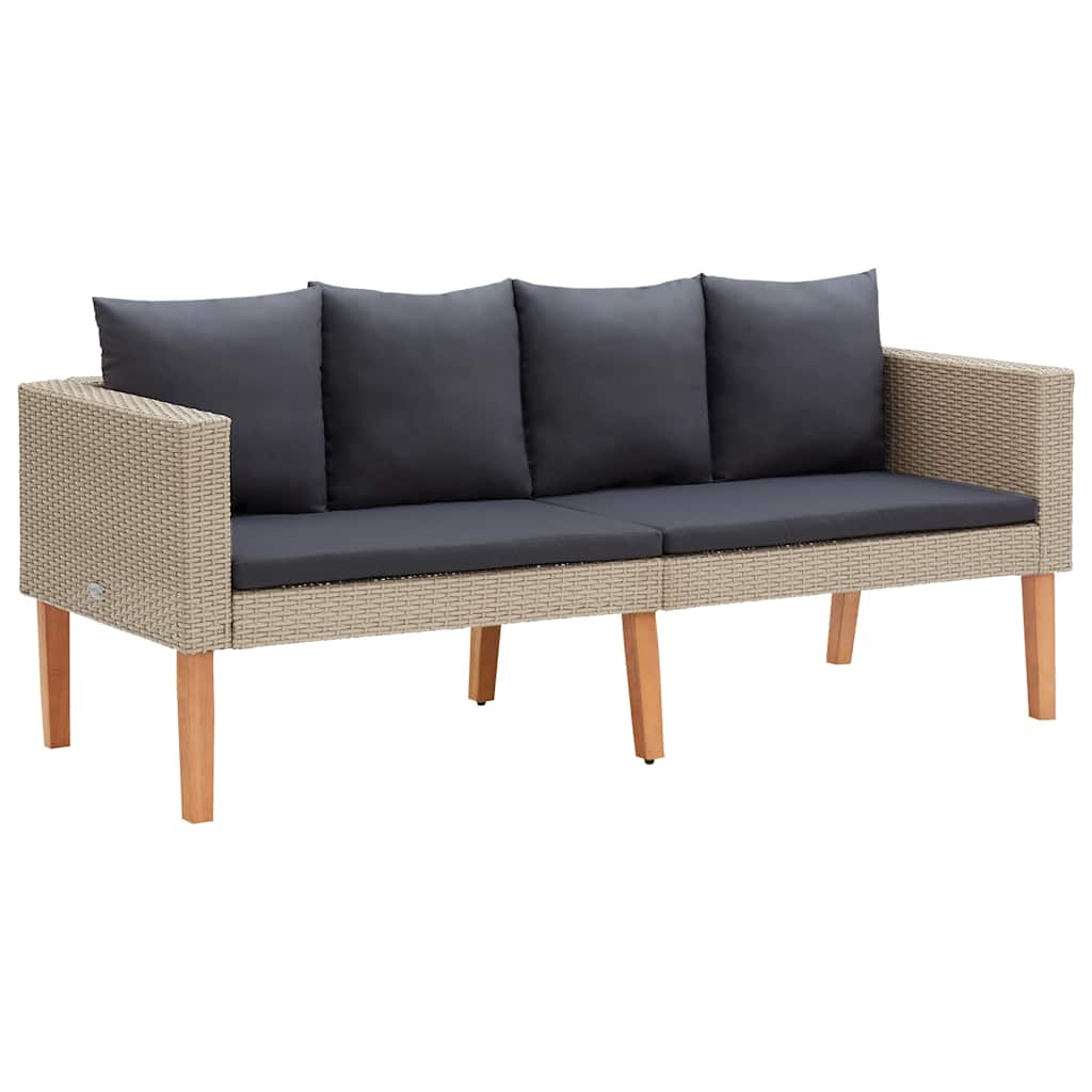loungesæt til haven 4 dele med hynder polyrattan beige