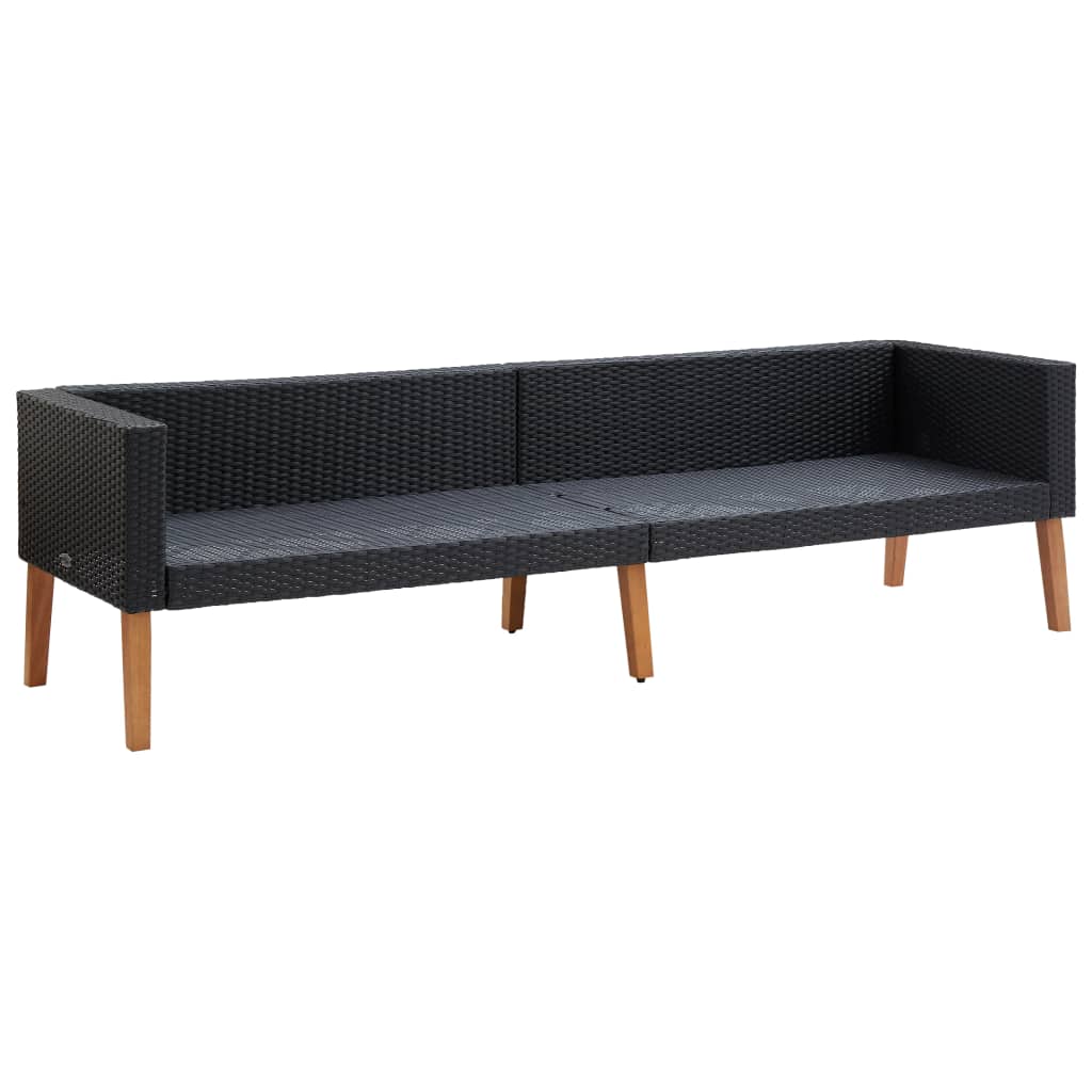 loungesæt til haven 4 dele med hynder polyrattan sort