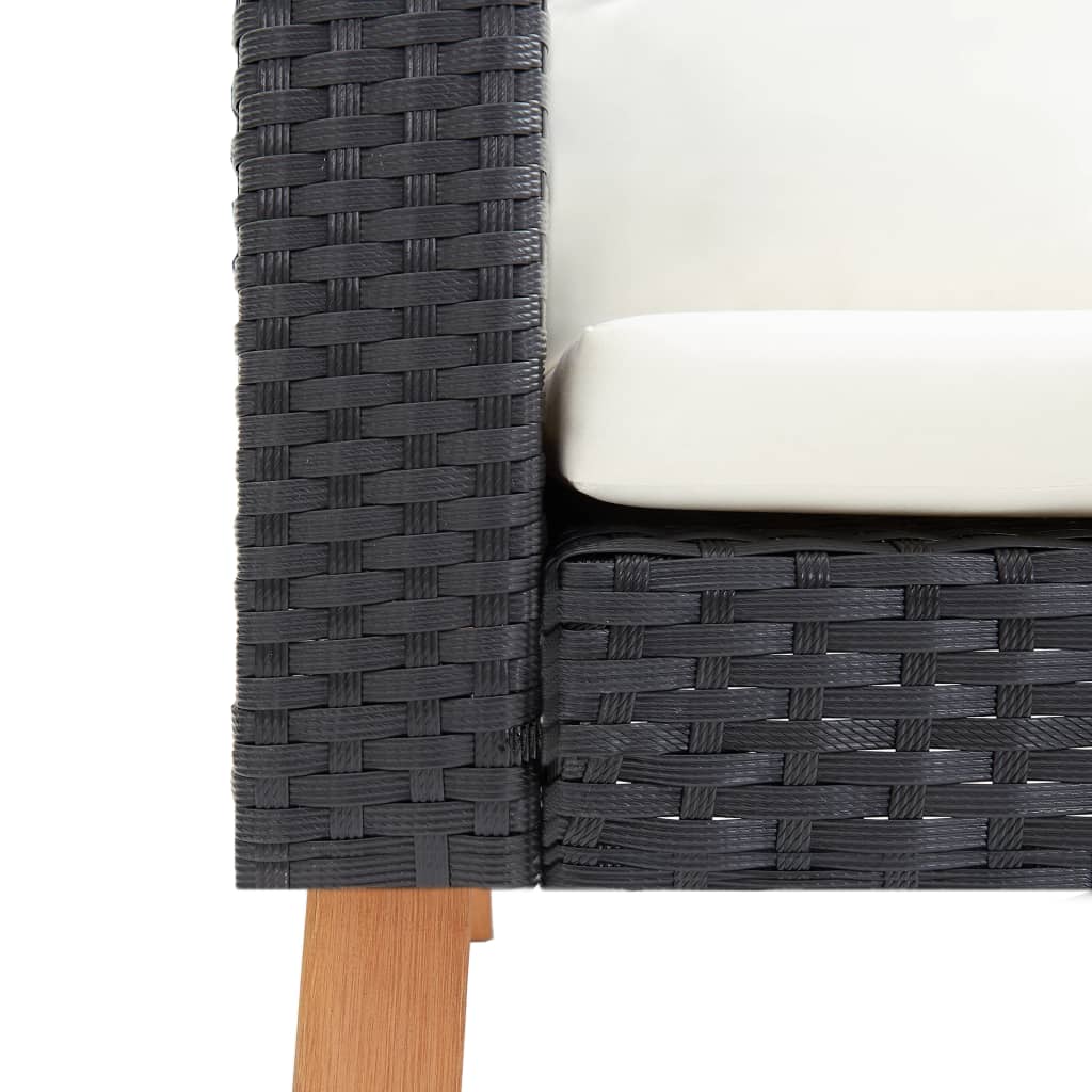 loungesæt til haven 4 dele med hynder polyrattan sort