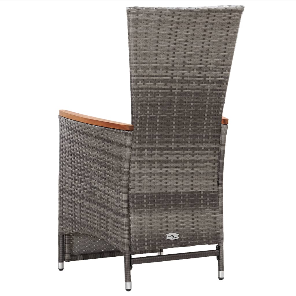loungesæt til haven 3 dele med hynder polyrattan grå